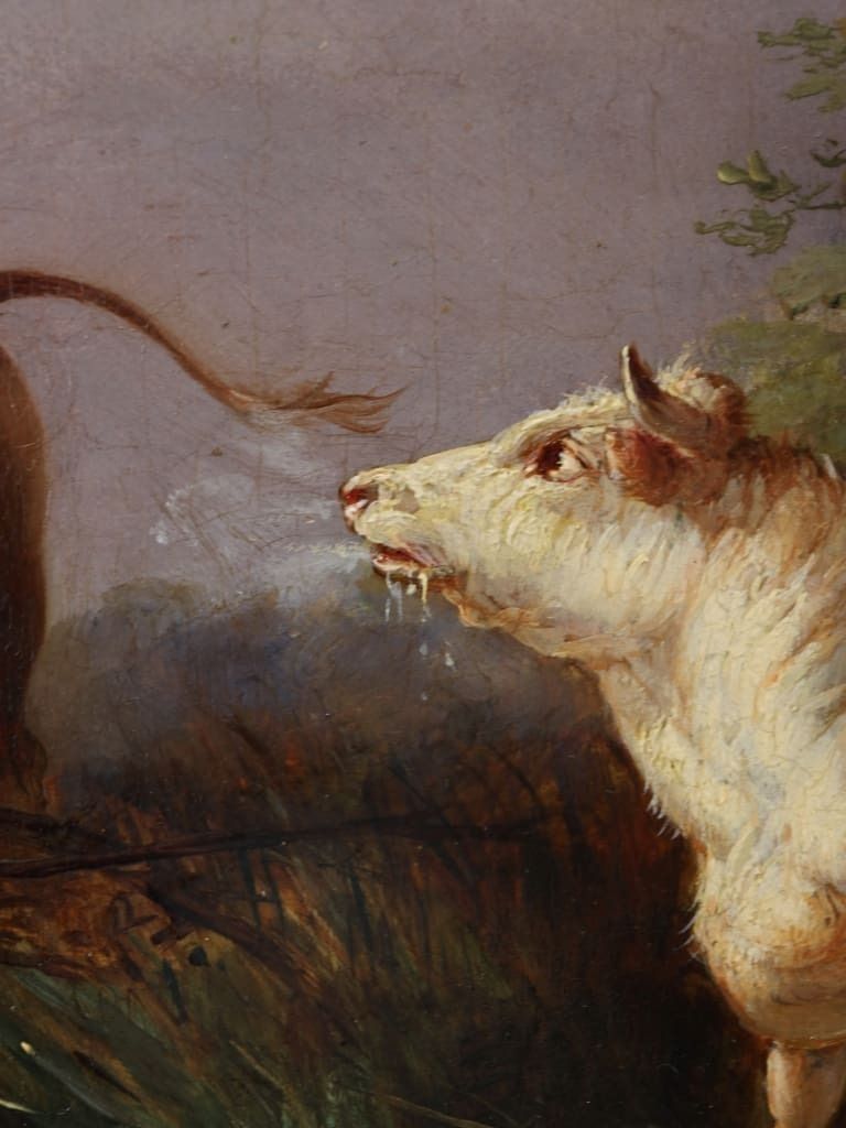 Henry Park (1816–1871): "Two Bulls In A Field," Victorian Oil On Canvas, Dated 1857 photo buy