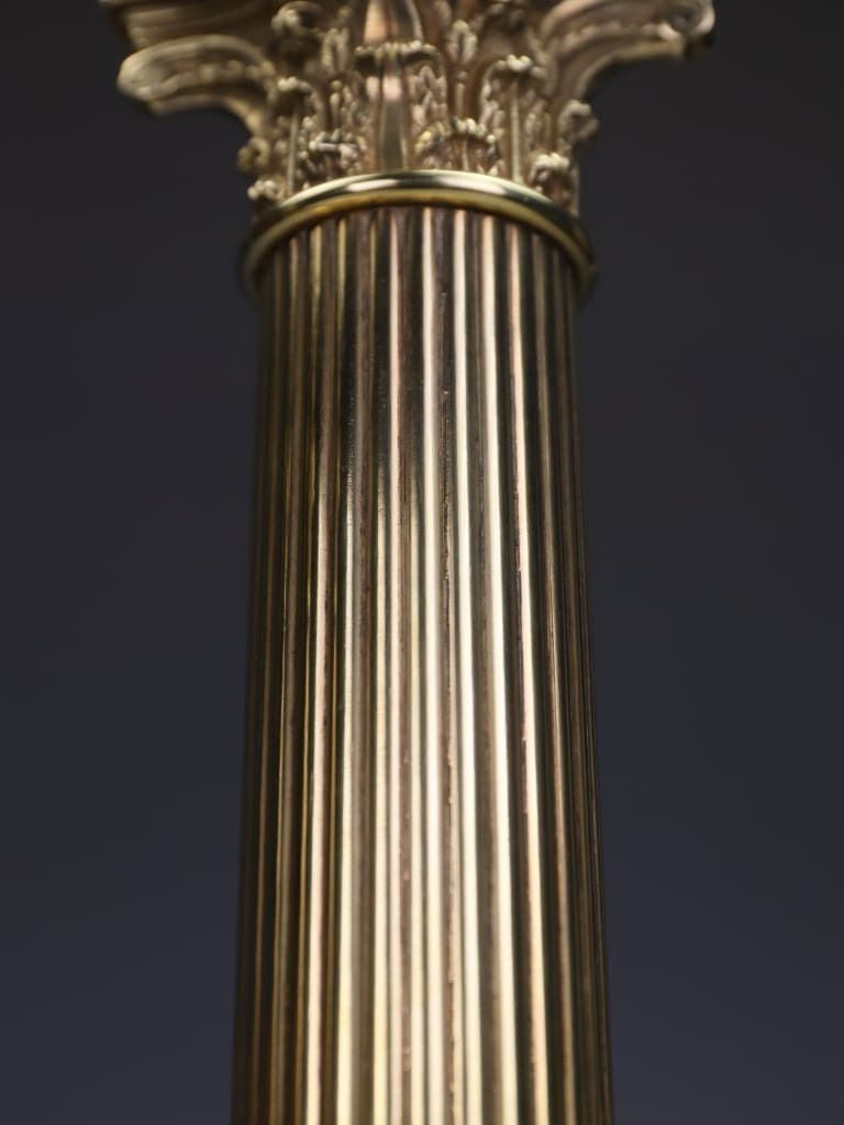A Magnificent Pair Of 19th Century Brass Corinthian Column Table Lamps photo 2250.0