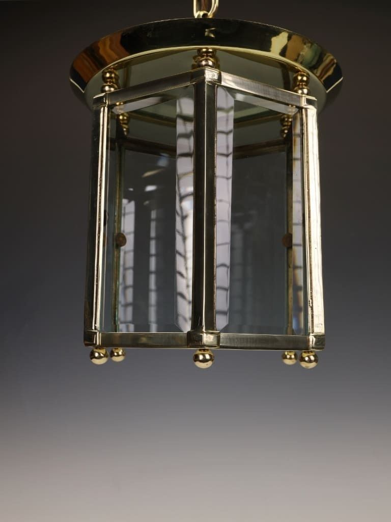 French 'Petitot' Gilt Brass Six Sided Hall Lantern photo 950.0