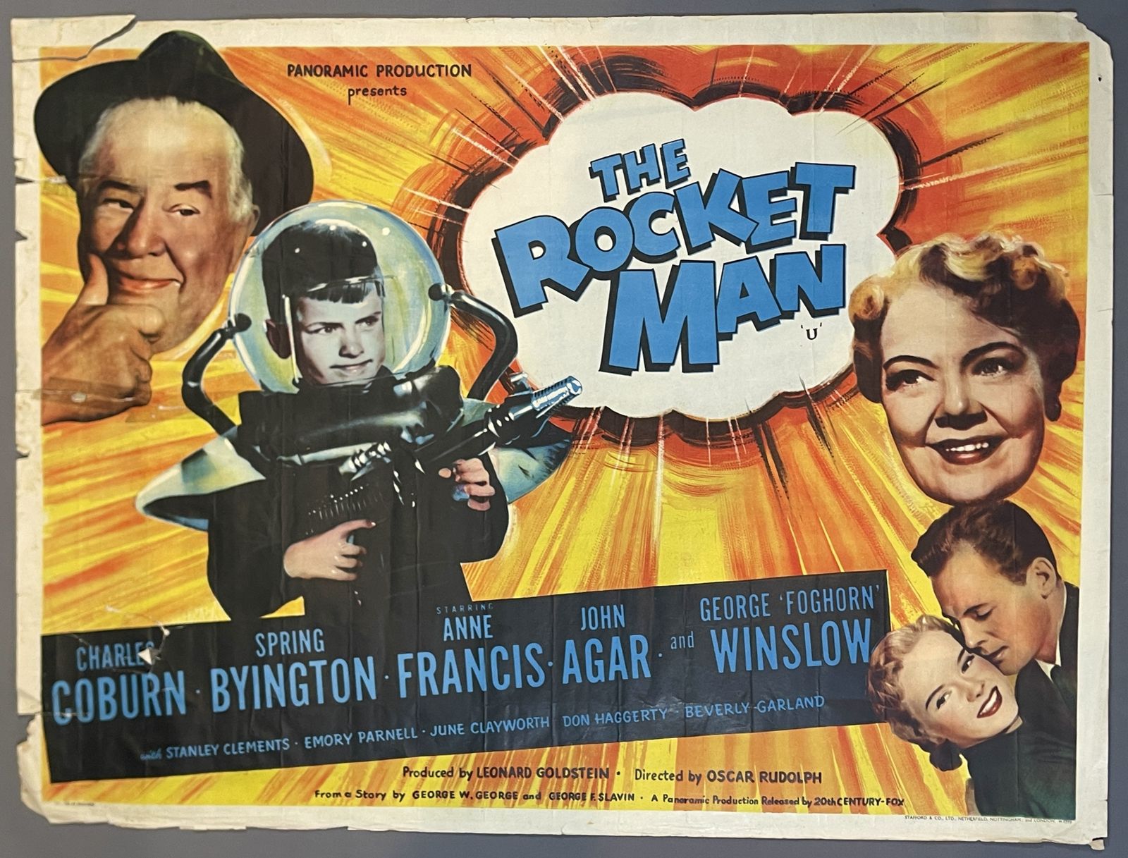 Original 1954 Vintage 'The Rocket Man' Quad Cinema Poster