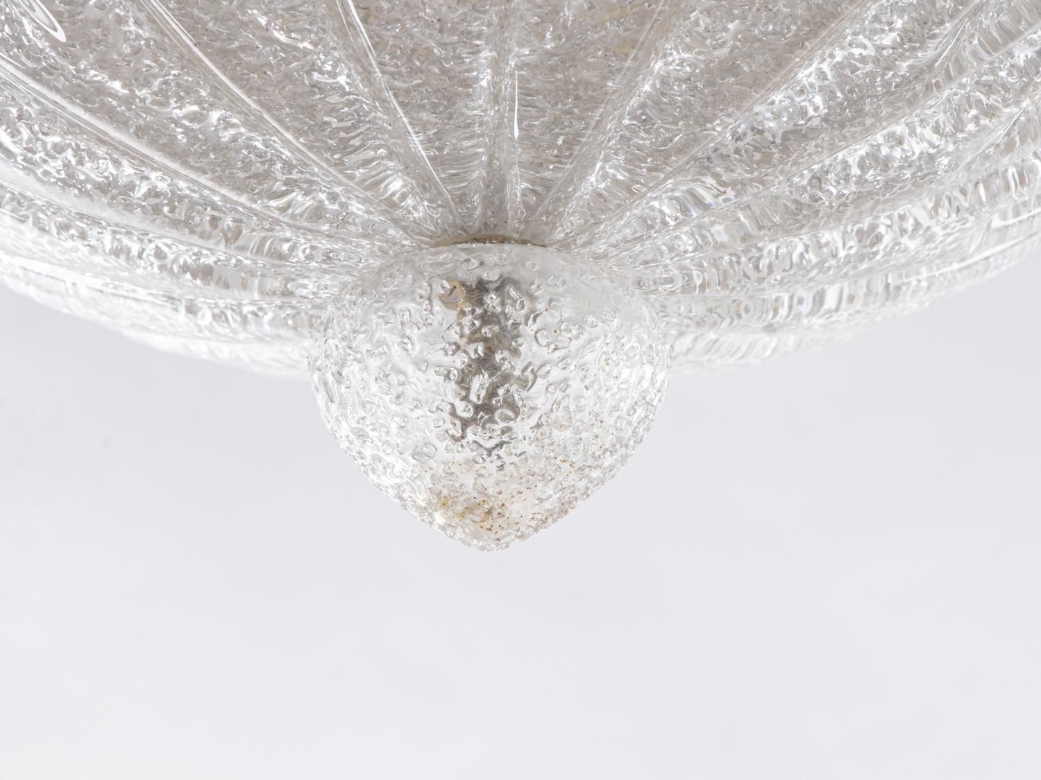 Lighting Murano Palmette 25" Flush Mount Pale Aquamarine Glass & Brass By Barovier, Italy. photo