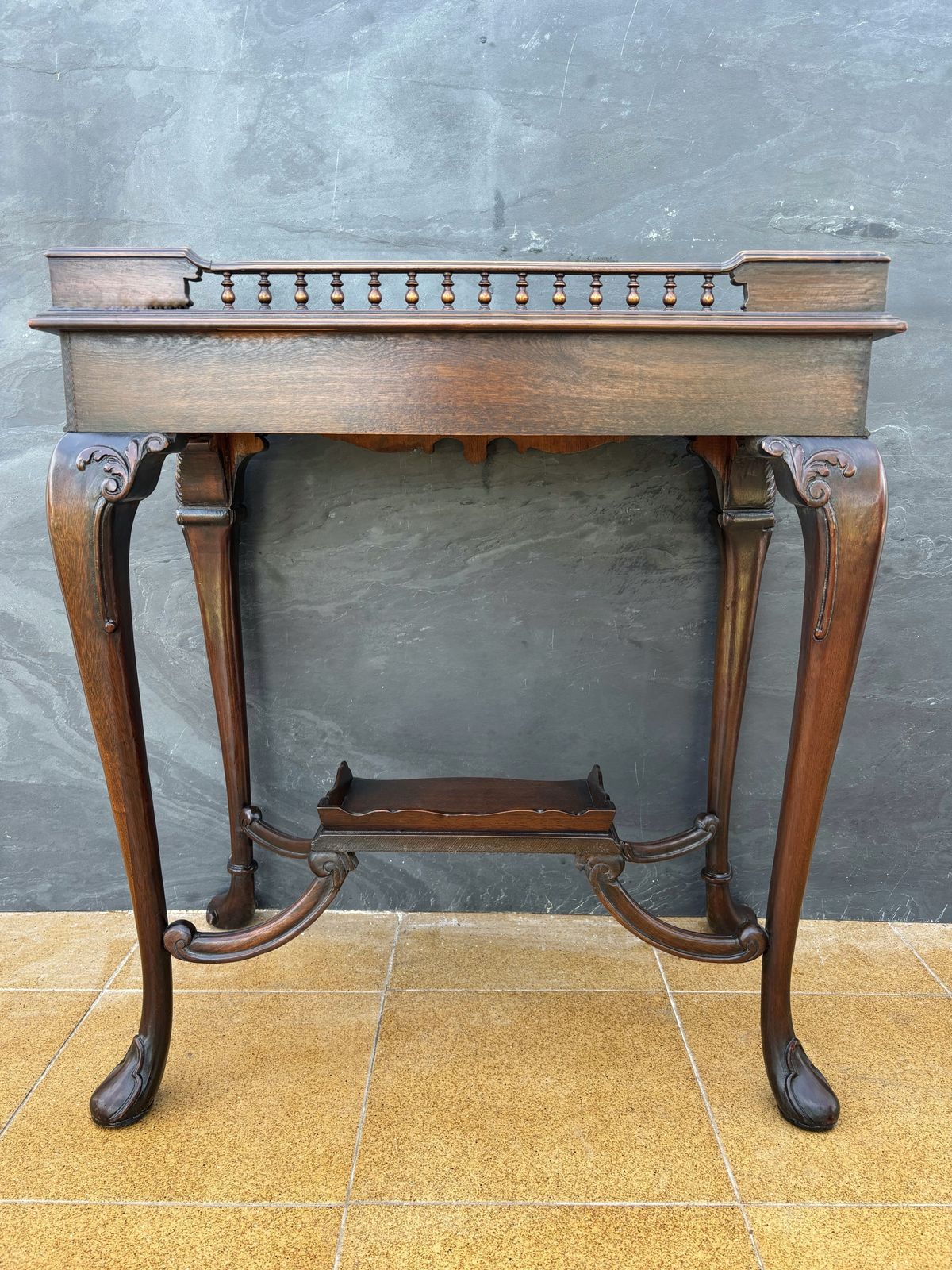 Louis XV Style Carved Wood Side Table With Gallery Top And Cabriole Legs, 1930s photo furniture