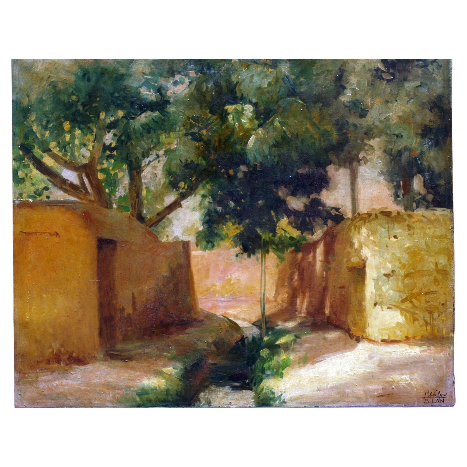 Large Atmospheric French Village Landscape, Attributed To étienne Bellan.