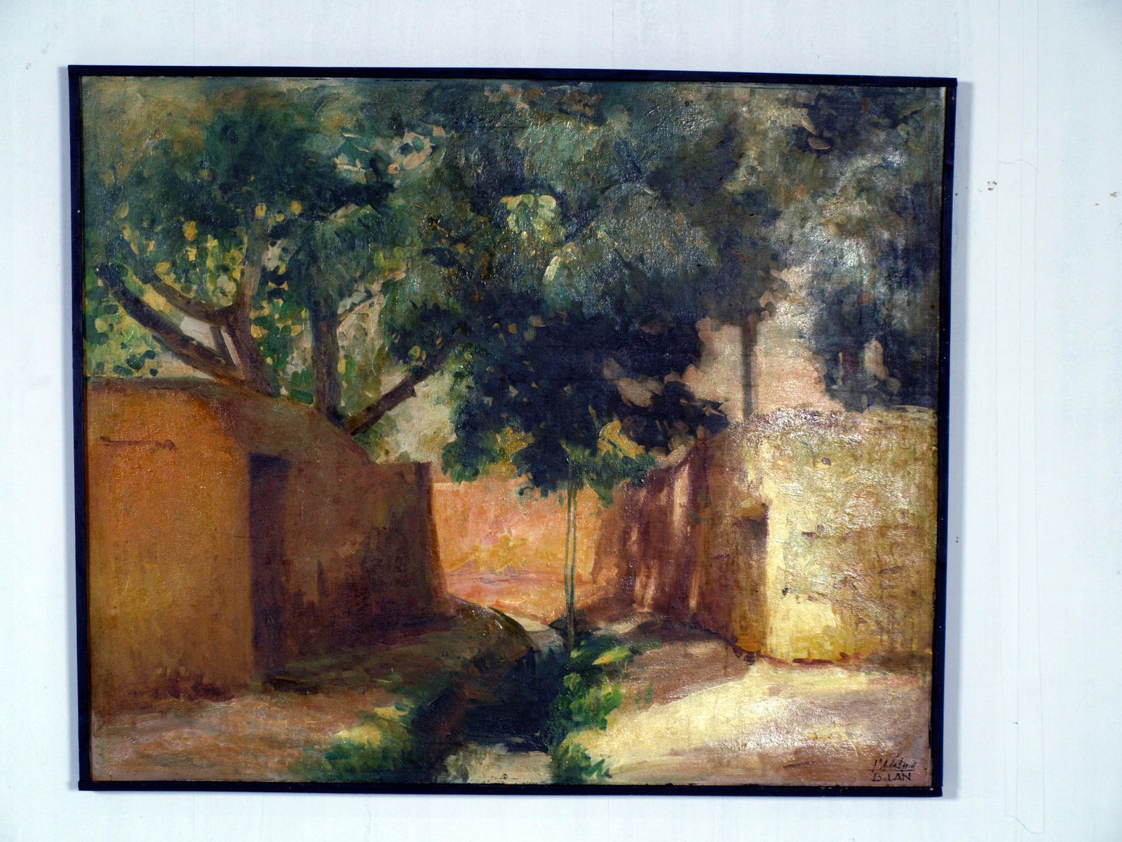 Large Atmospheric French Village Landscape, Attributed To étienne Bellan. photo furniture