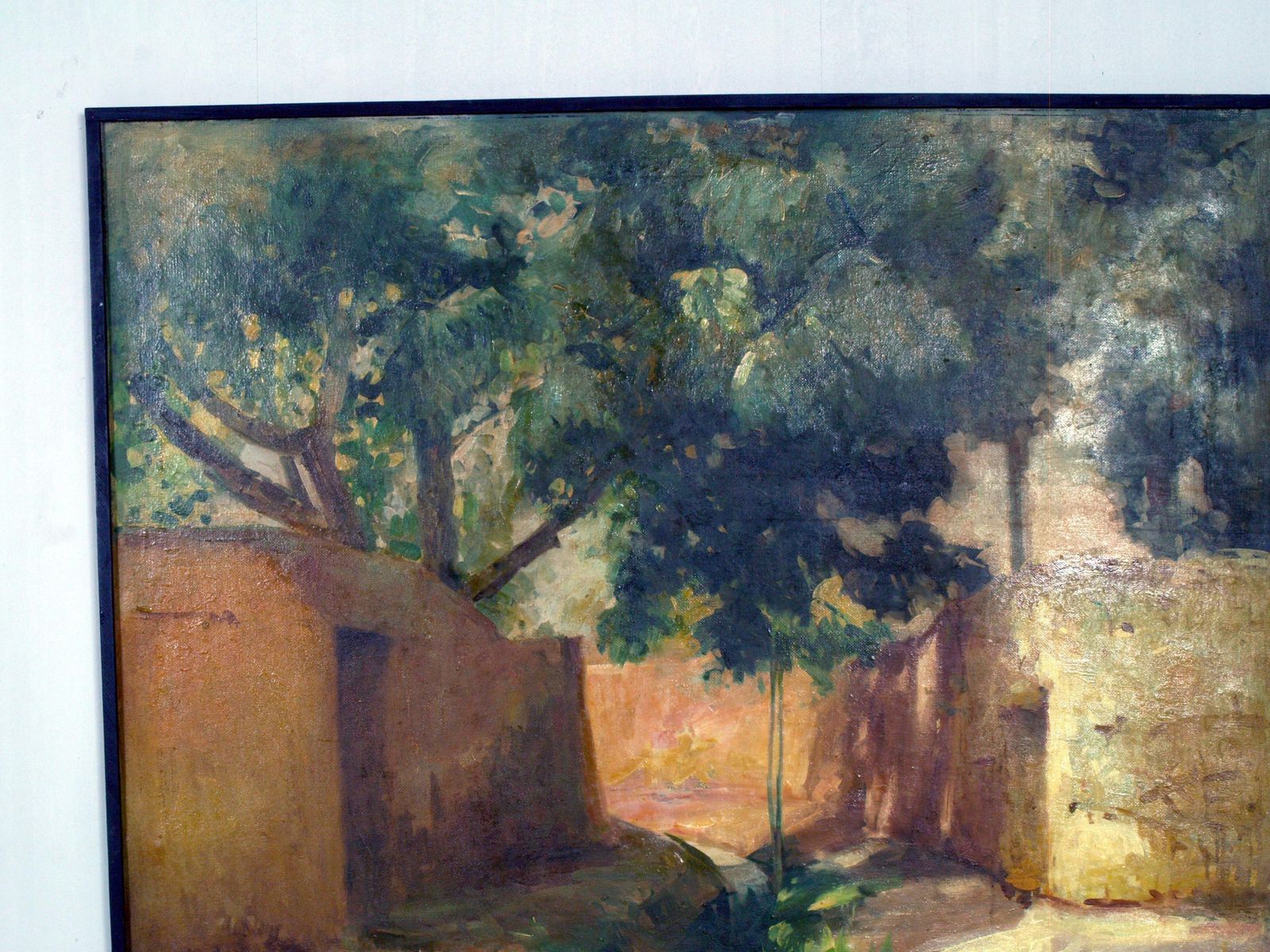 Large Atmospheric French Village Landscape, Attributed To étienne Bellan. photo Art