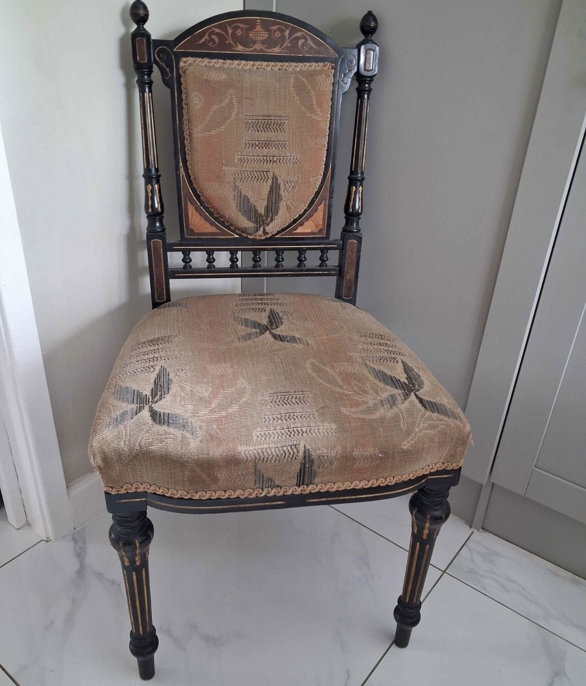 Fine Burr Walnut Aesthetic Movement Chair With A Grand Tour Plaque Very Rare