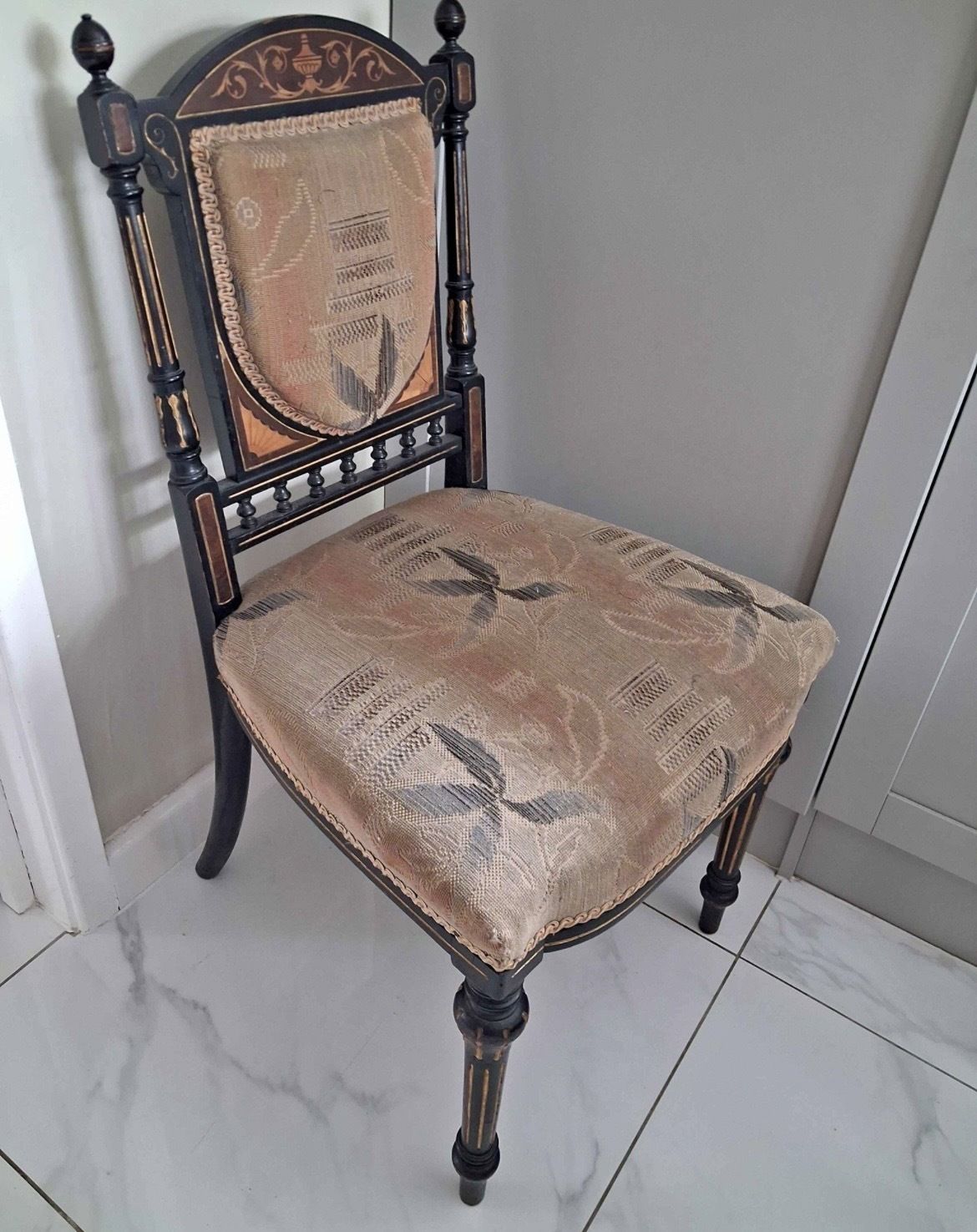 Fine Burr Walnut Aesthetic Movement Chair With A Grand Tour Plaque Very Rare photo furniture