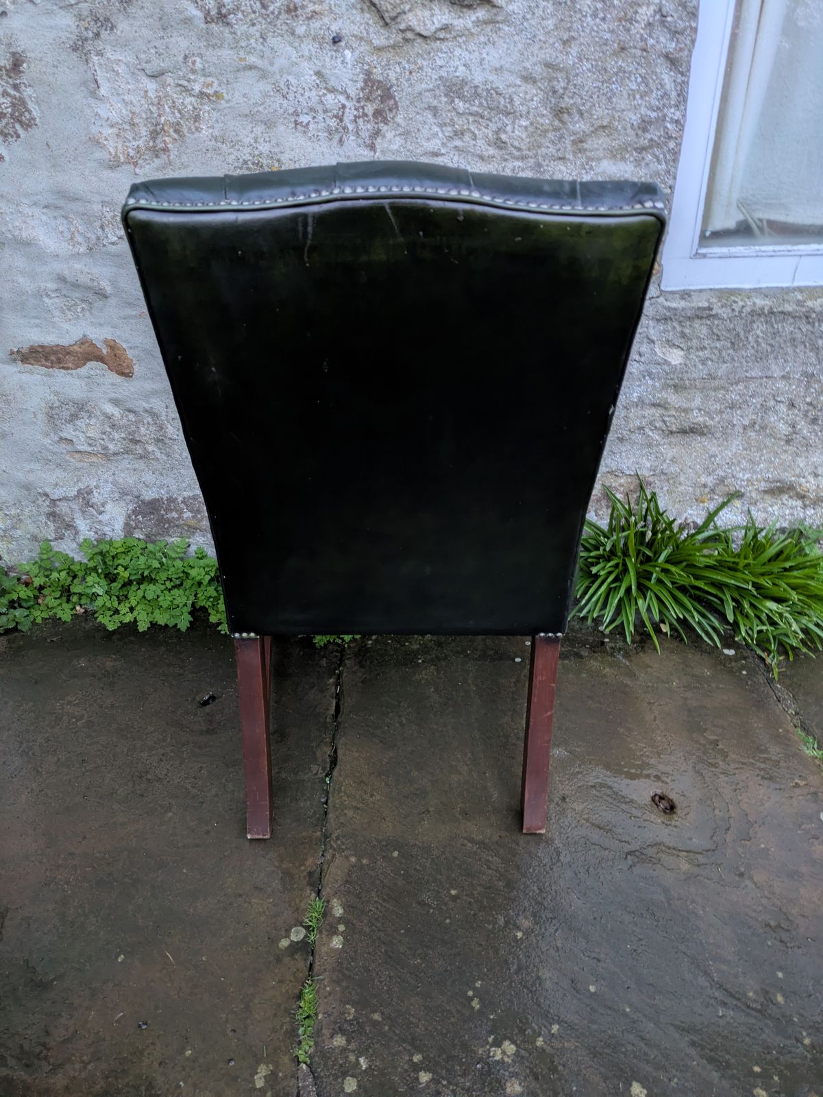 Vintage Green Leather Chesterfield Style Gainsborough Chair photo furniture