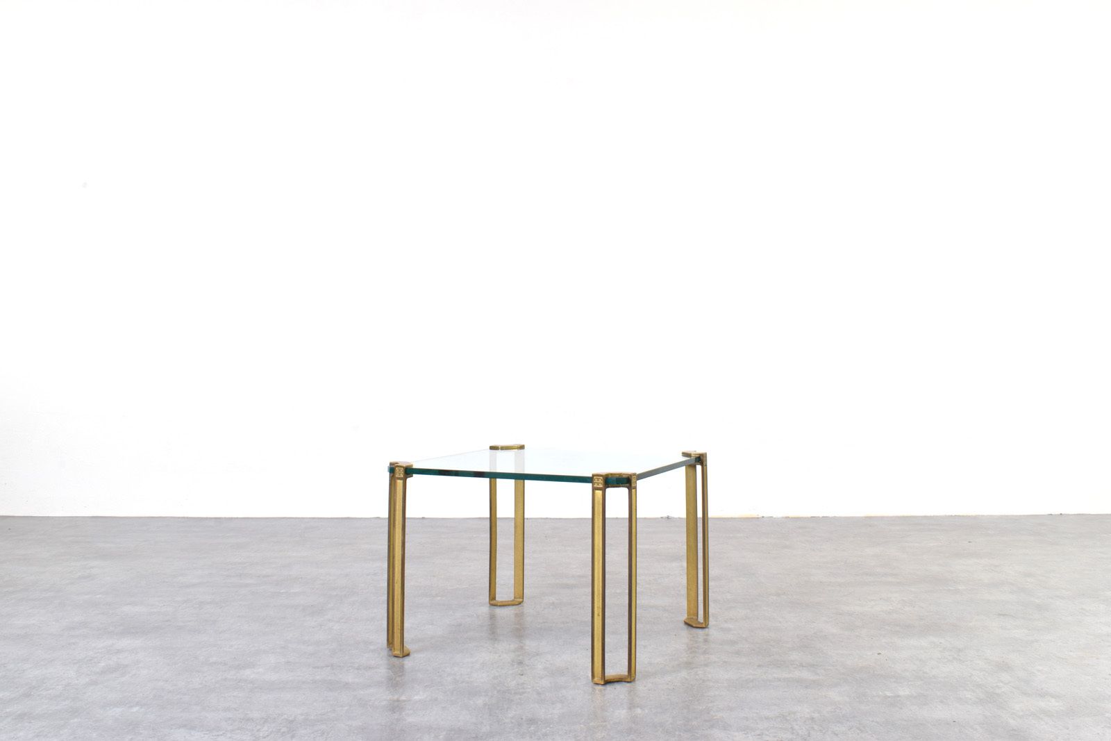 Furniture Hollywood Regency Brass And Glass Coffee Tables By Peter Ghyczy, 1970s, Set Of 2 photo