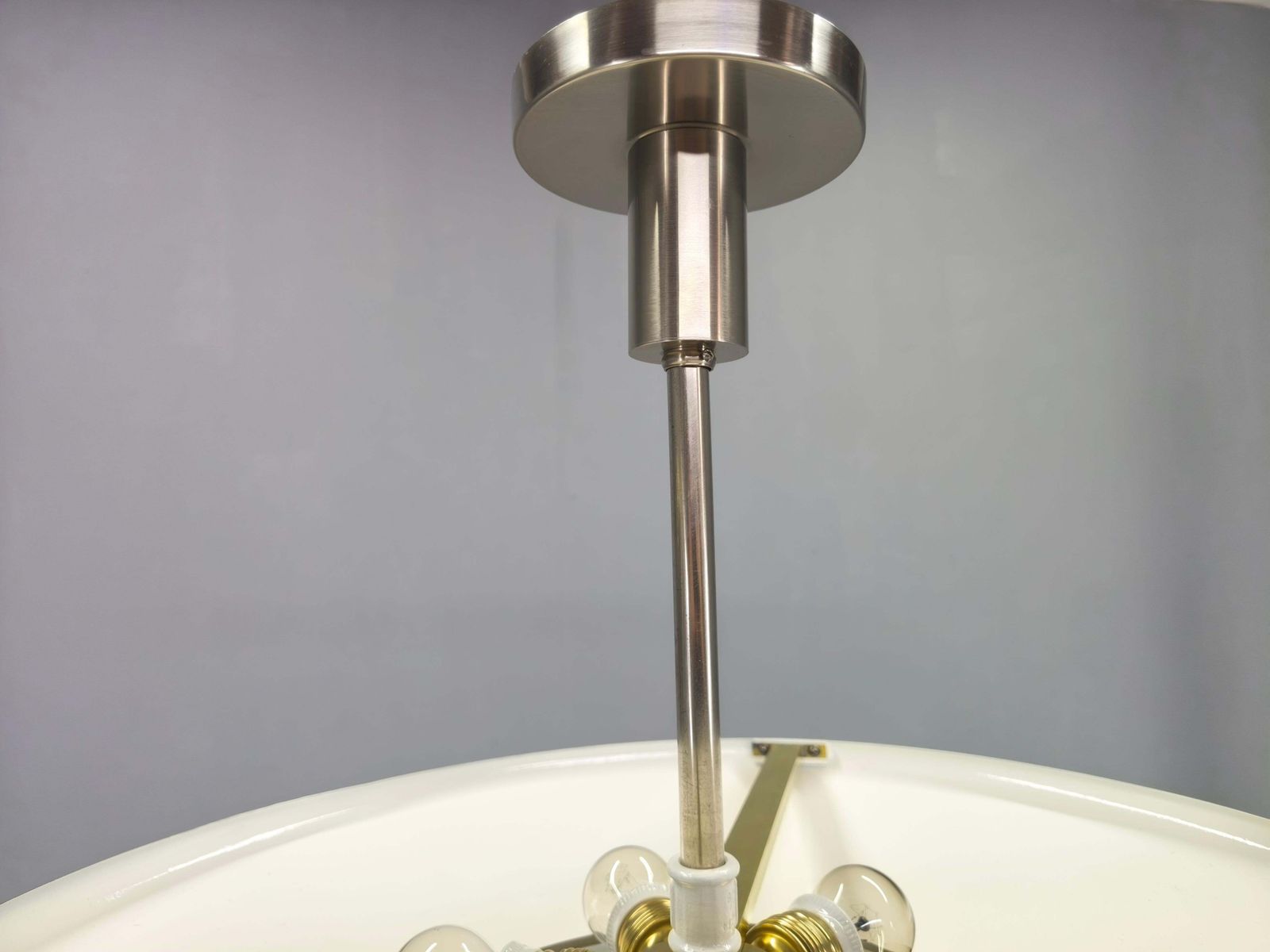 Bauhaus Pendant Light In Nickel And Glass, 1930s Czechoslovakia. photo buy