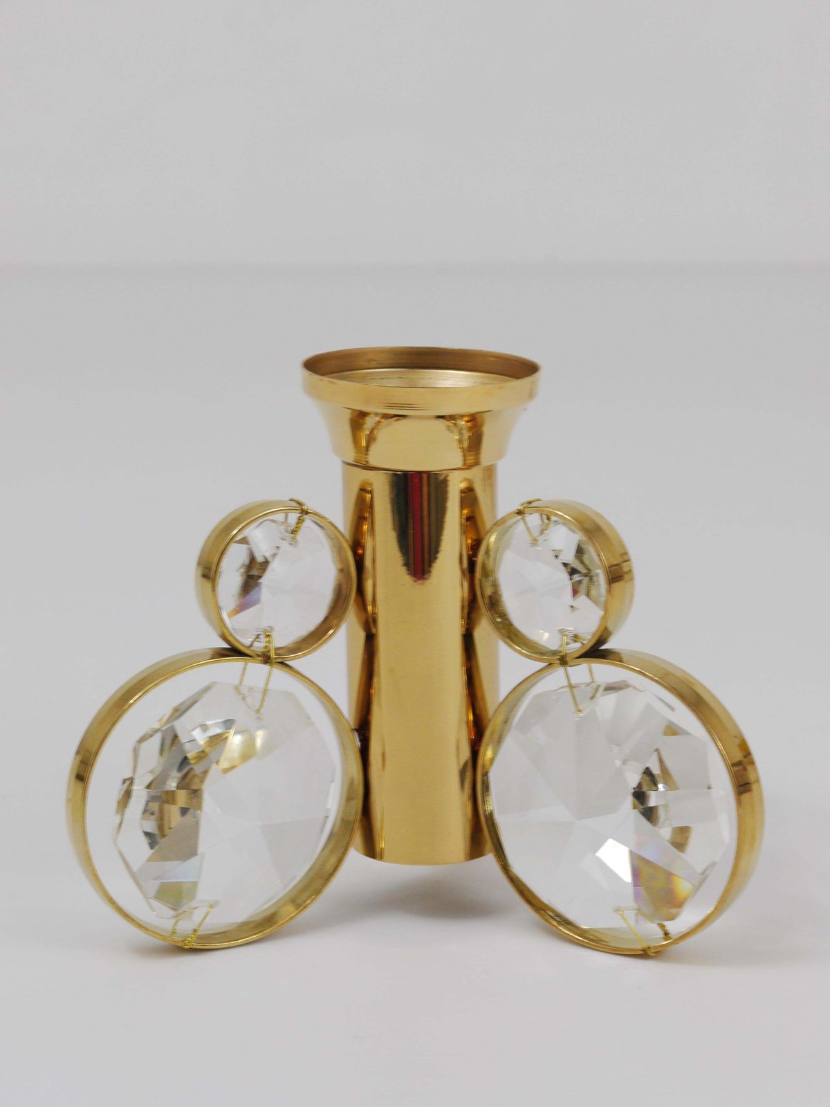 Set Of 6 Palwa Gaetano Sciolari Style Brass & Crystal Candle Holder Candlestick. photo Home Decor