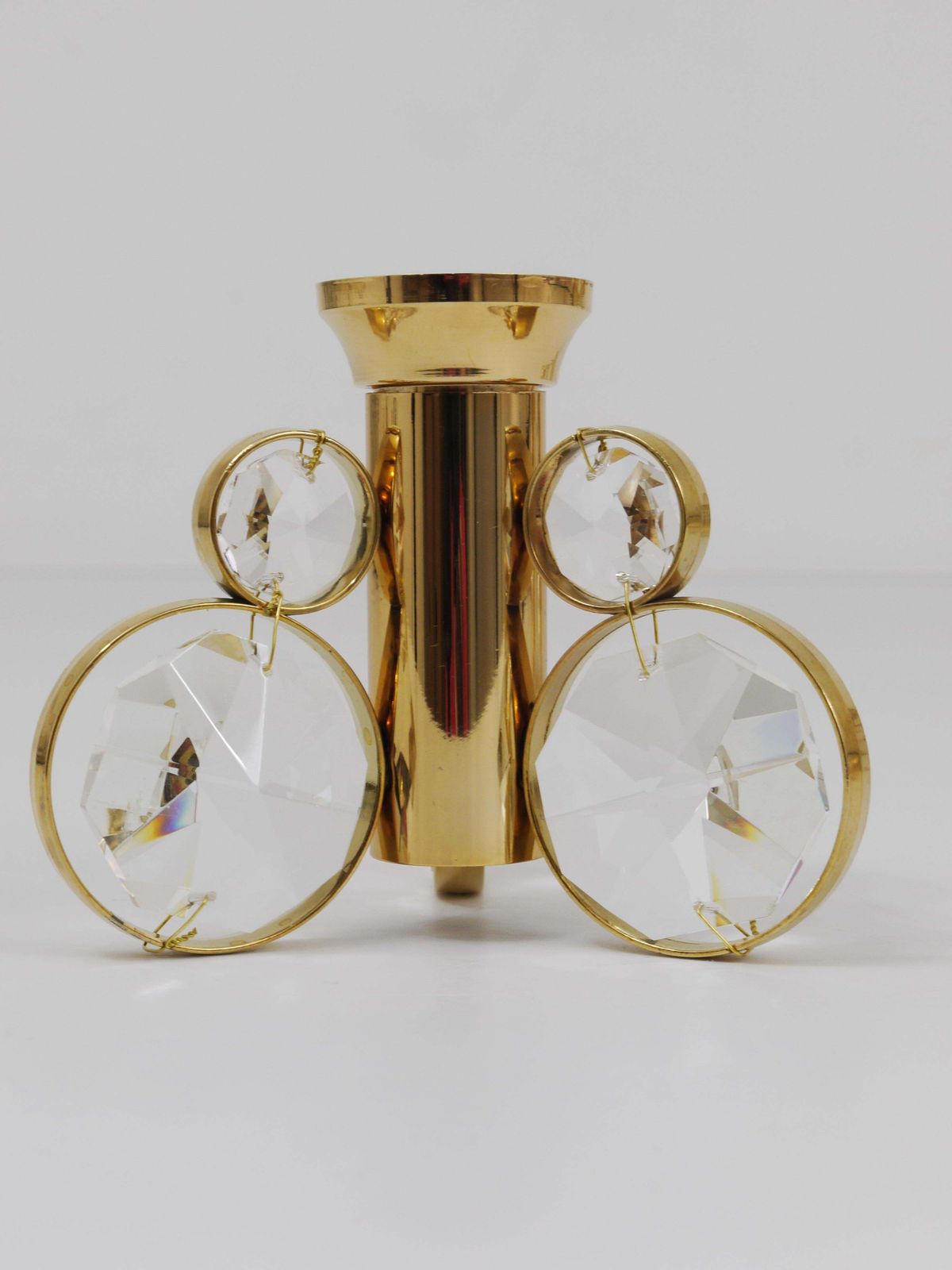 Set Of 6 Palwa Gaetano Sciolari Style Brass & Crystal Candle Holder Candlestick. photo vintage