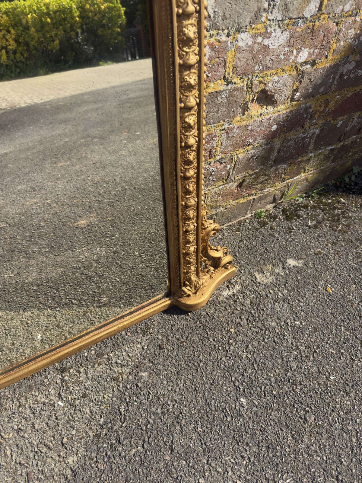 A Delightful Good Size Antique English 19th Century Arched Top Gilt Overmantle Mirror. photo for sale