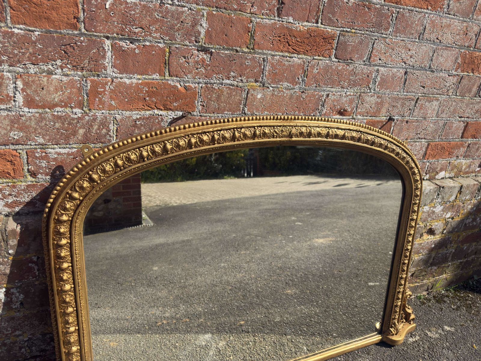A Delightful Good Size Antique English 19th Century Arched Top Gilt Overmantle Mirror. photo 695.0