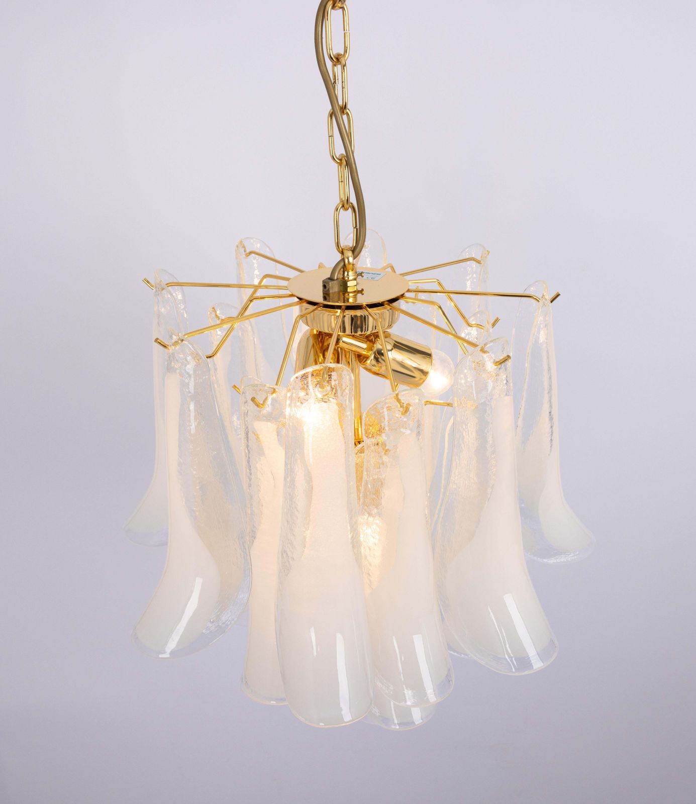 photo for sale Stunning Large Murano Glass Petals Chandelier Italy, 1980s