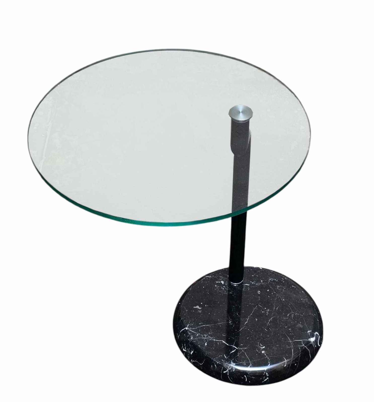 Coffee Table With Marble Base And Revolving Glass Top, Italy 1980s photo for sale
