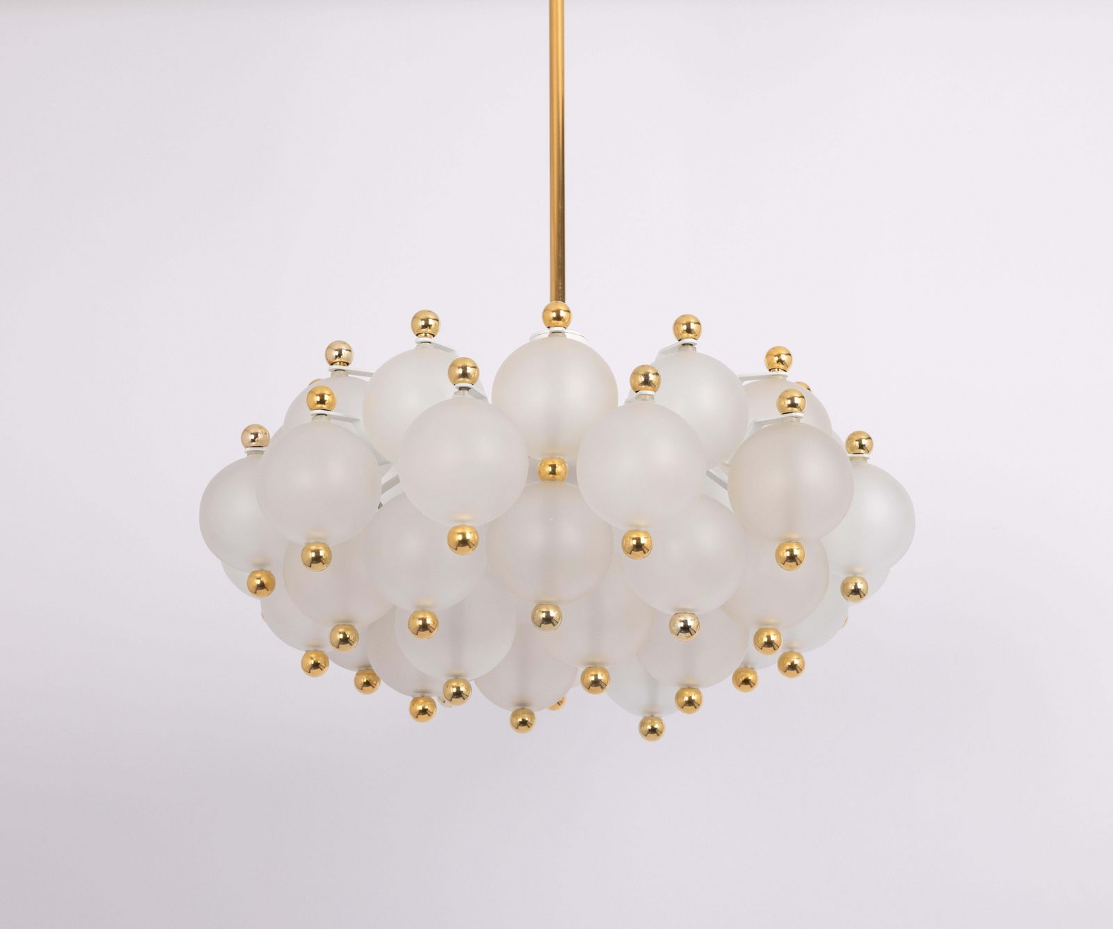 Large Frosted Glass And Brass Chandelier By Kinkeldey, Germany, 1970s photo furniture