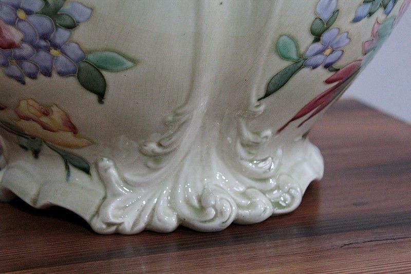 Barbotine Pot Holder In Iron   20th Century photo vintage