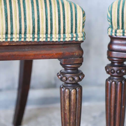 Pair Of William IV Mahogany Side Chairs With Regency Stripe Upholstery, C.1830 photo Furniture