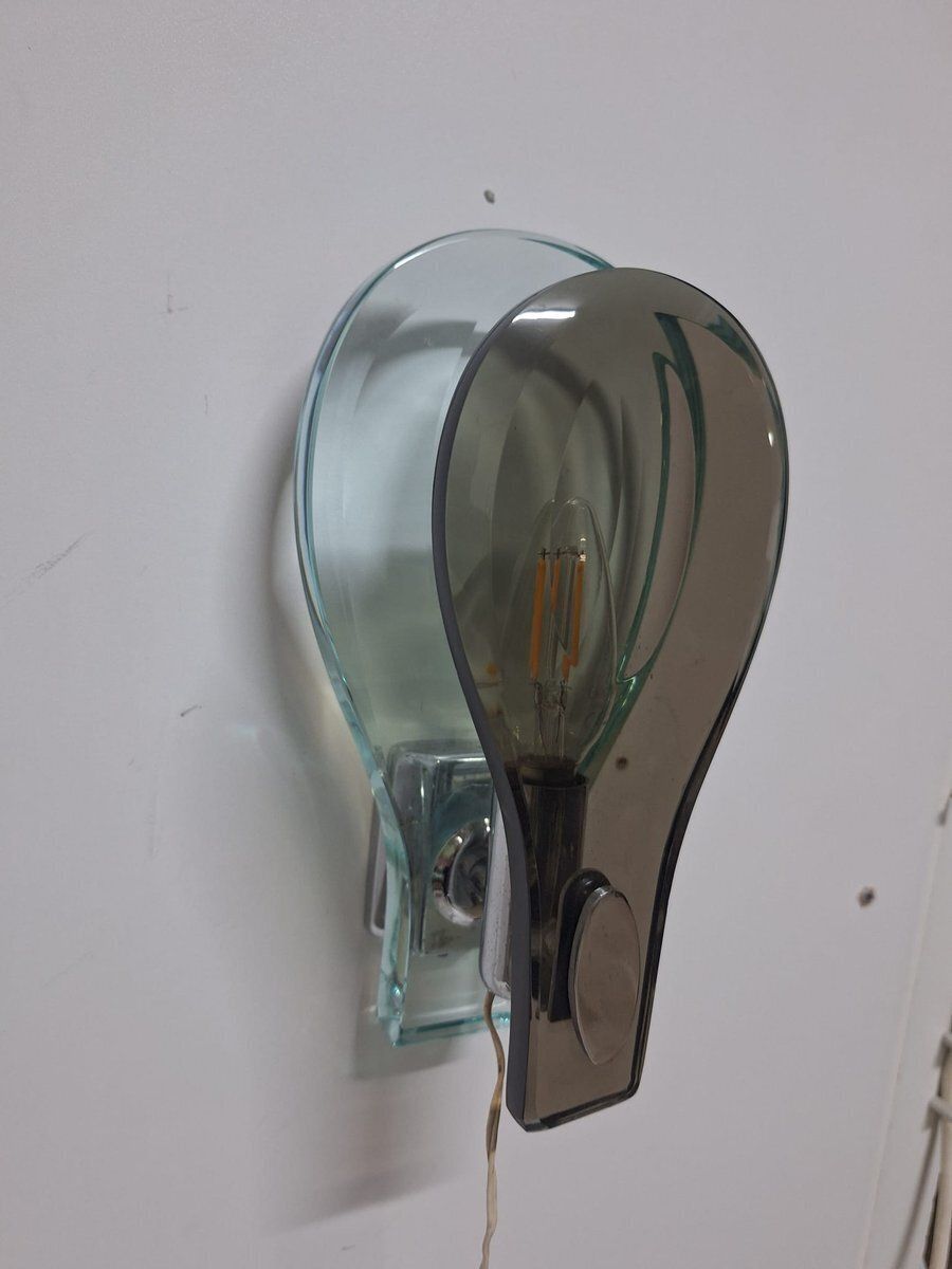 Nile Green Murano Glass Wall Lamps Attributed To Fontana Arte, Italy, 1960s, Set Of 2 photo for sale