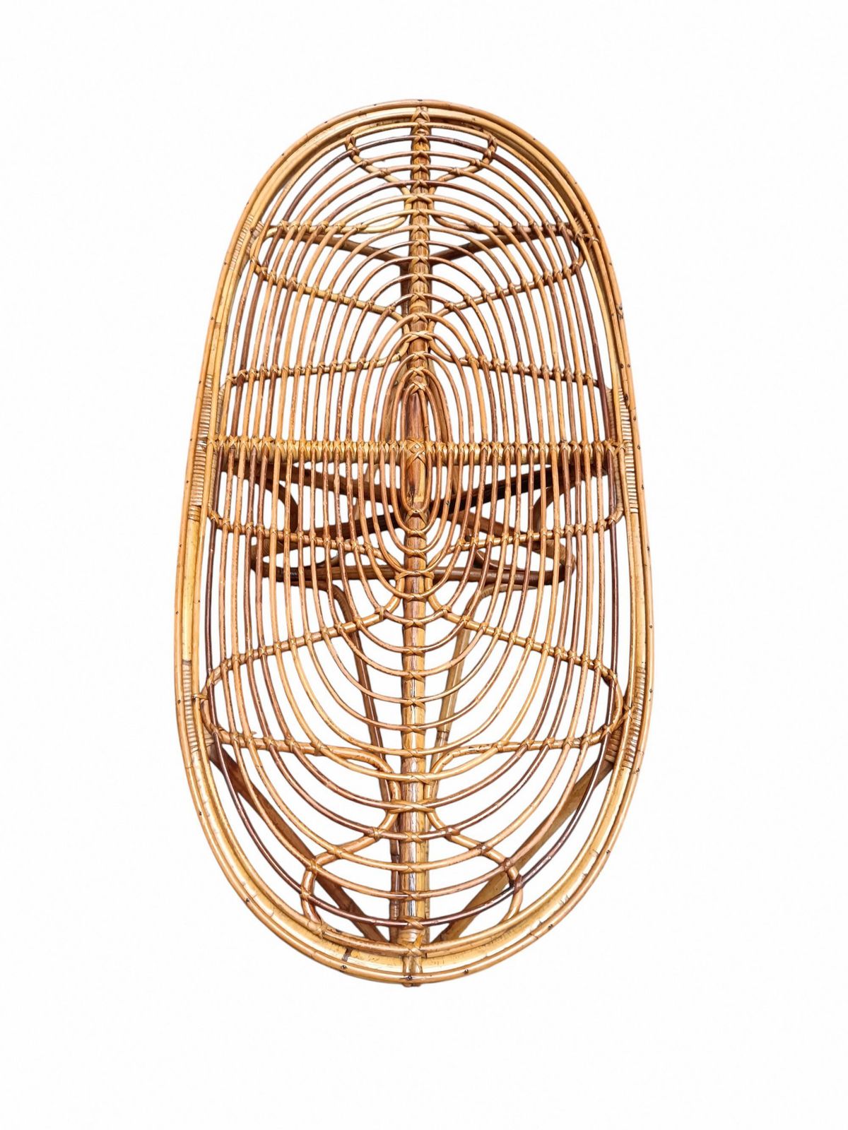 Tito Agnoli Attrib. Oval Woven Rattan Coffee Table, Italy 1960s photo Furniture