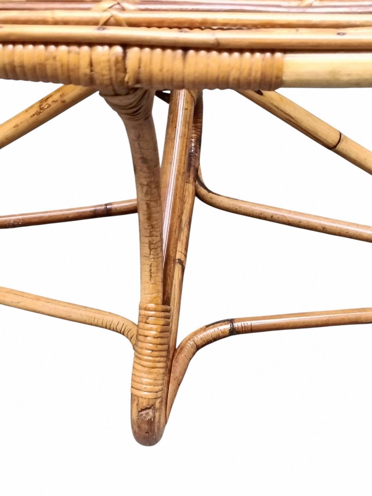 Tito Agnoli Attrib. Oval Woven Rattan Coffee Table, Italy 1960s photo buy