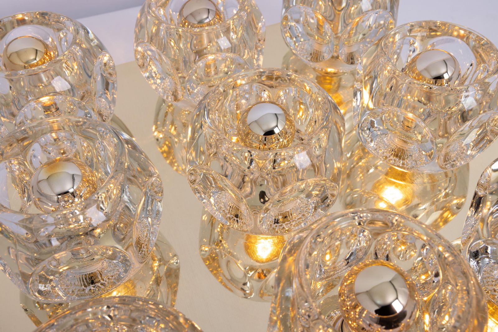 Large Stunning Glass Flushmount By Peill & Putzler, Germany, 1970s photo Lighting