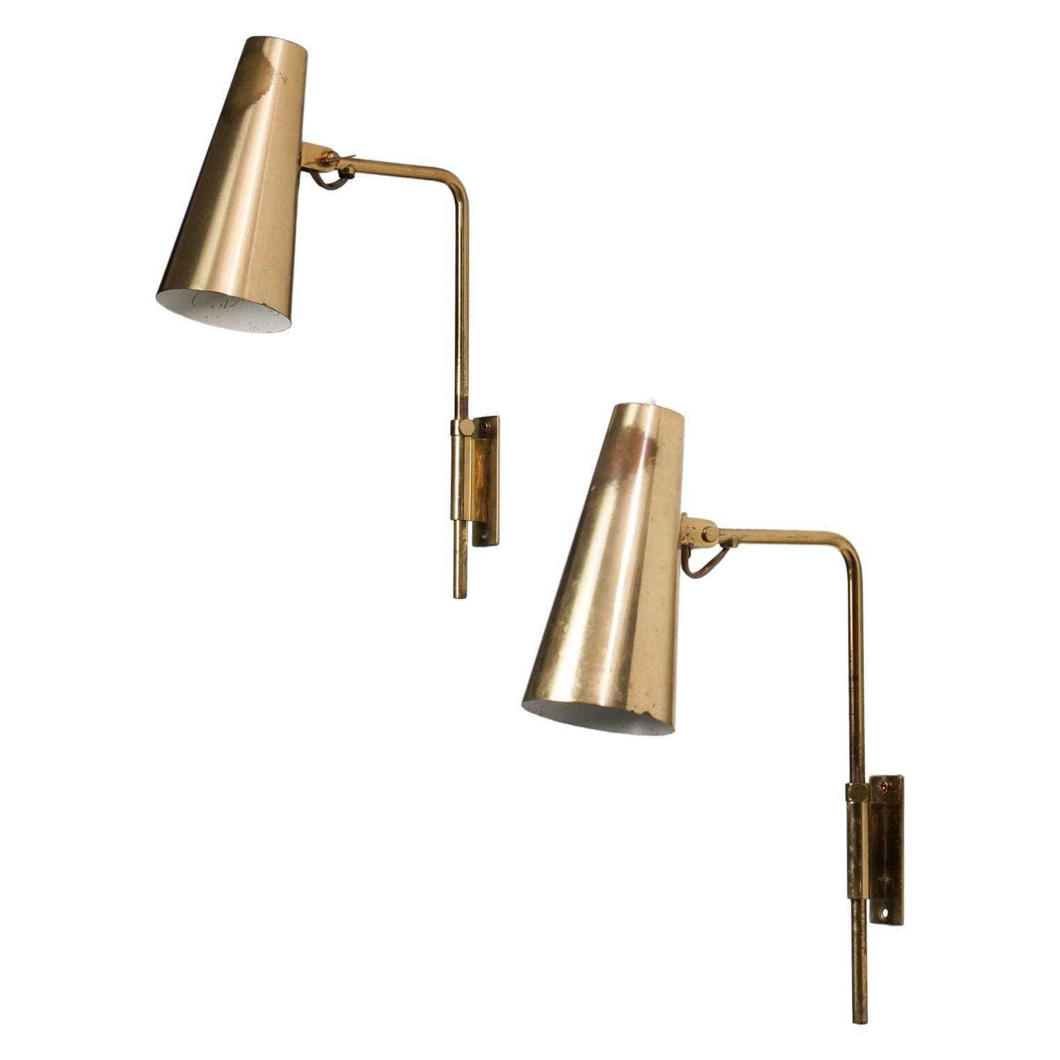 Pair Of Model 9459 Wall Lights, Paavo Tynell, Taito Oy, 1940/1950s
