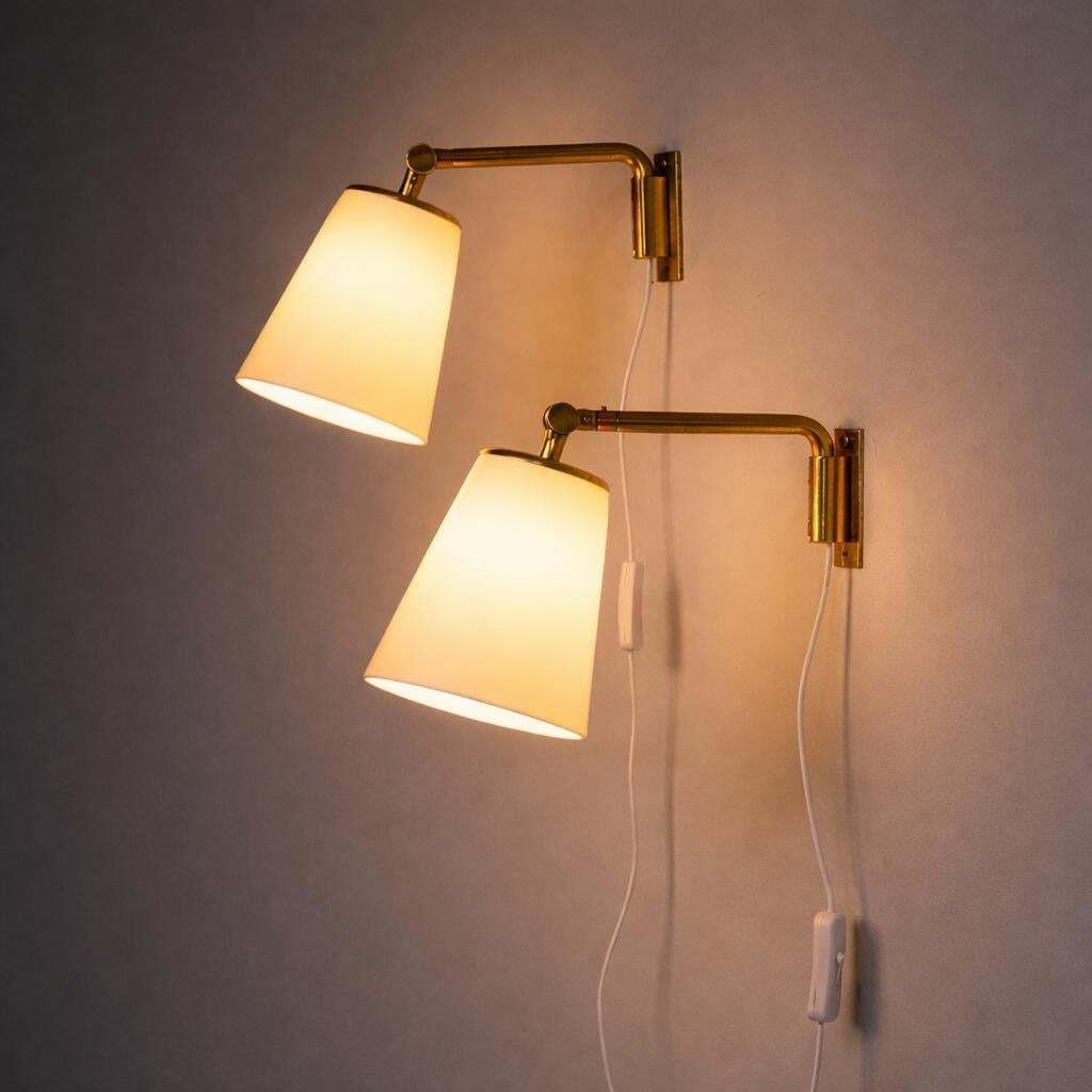 Pair Of Model 50 082 Wall Lights, Lisa Johansson Pape, Orno Oy, 1950s photo buy