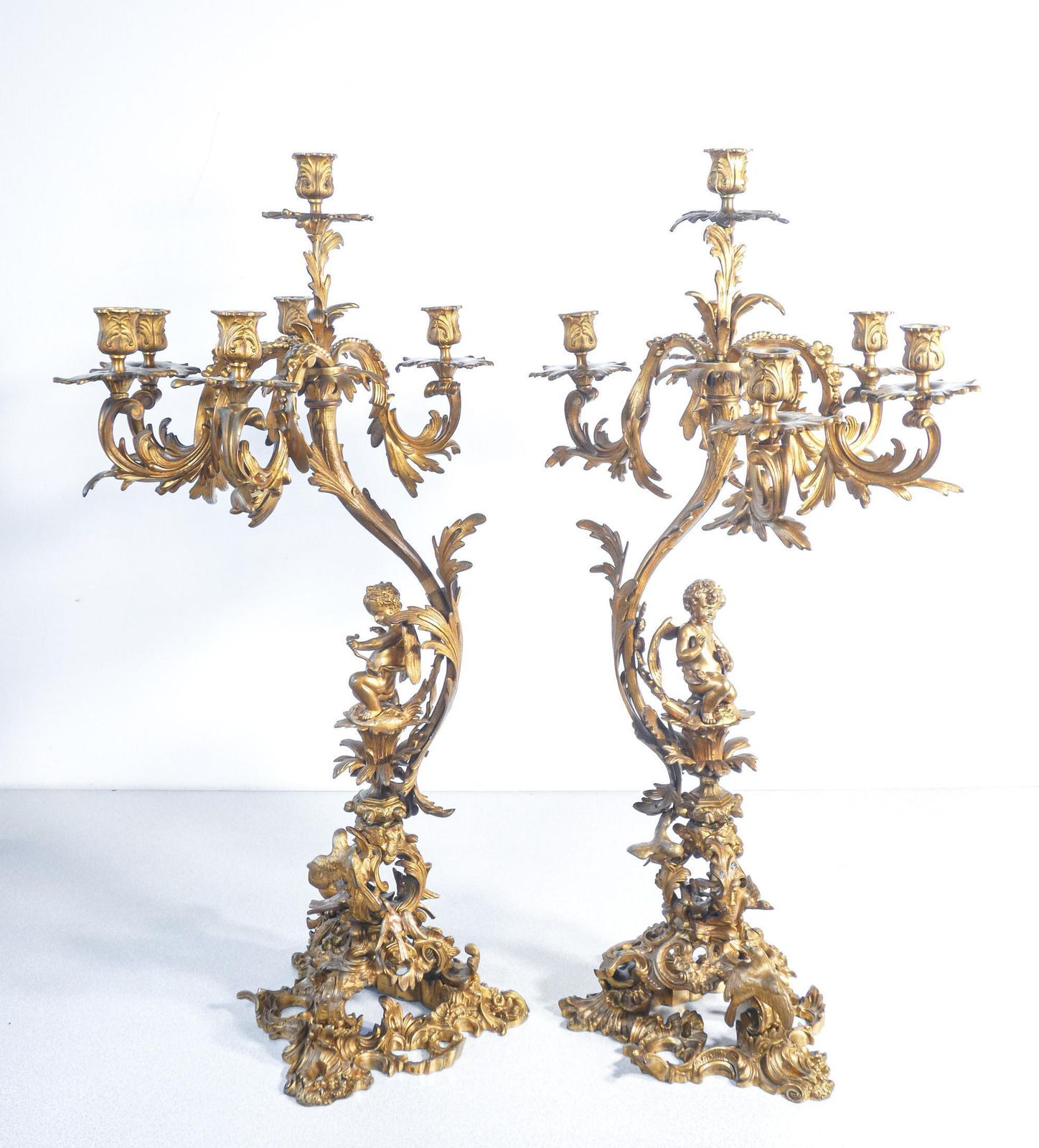 Home Decor Pair Of Large Six Lumen Napoleon III Candelabra In Gilded Bronze. Mid 1800s photo