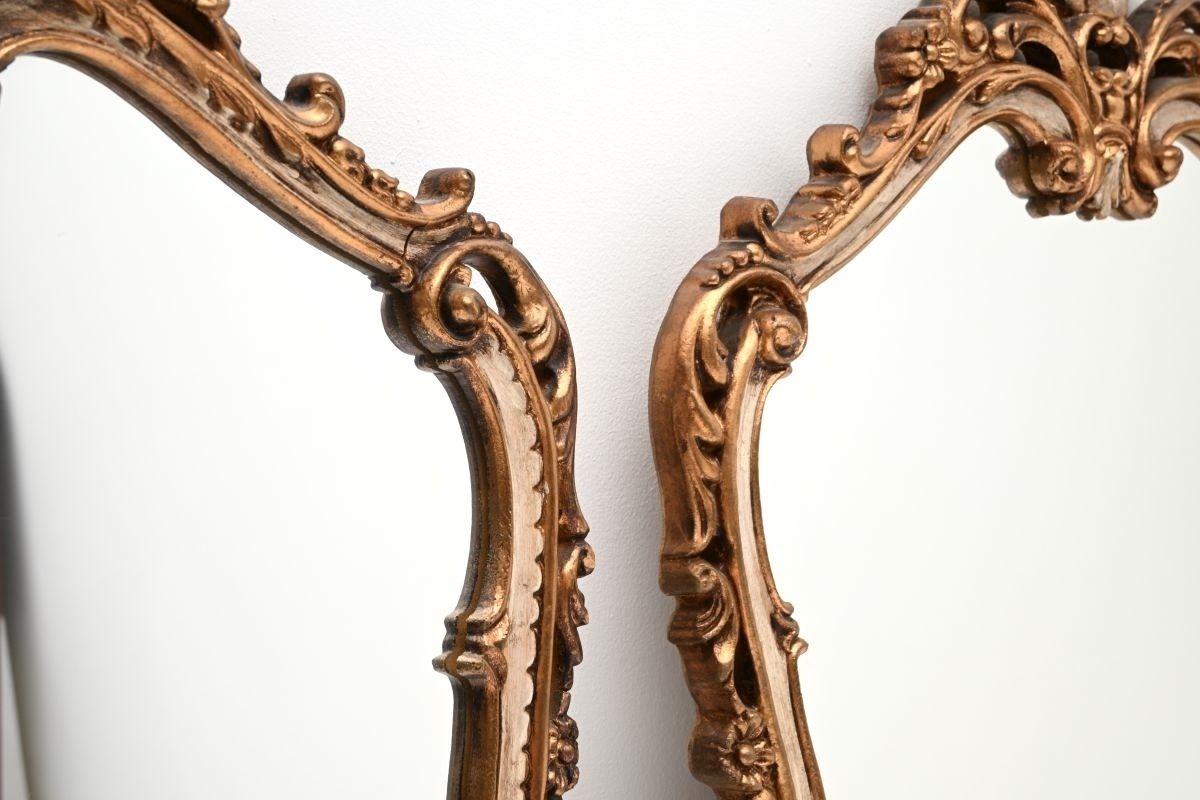 photo furniture Pair Of Antique French Rococo Style Gilt Wood Mirrors