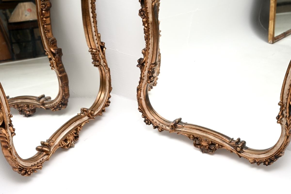 Home Decor Pair Of Antique French Rococo Style Gilt Wood Mirrors photo