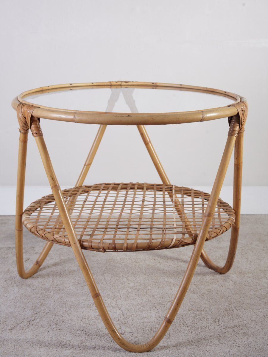 Mid Century Modern Rattan Coffee Table By Alan Fuchs For Uluv, 1960s photo Furniture