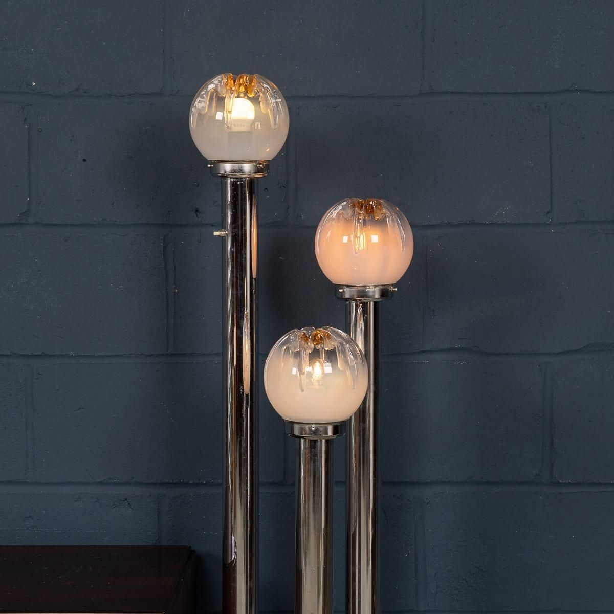Vintage 20th Century Italian Chrome & Glass Floor Lamp By Mazzega C.1970 photo buy