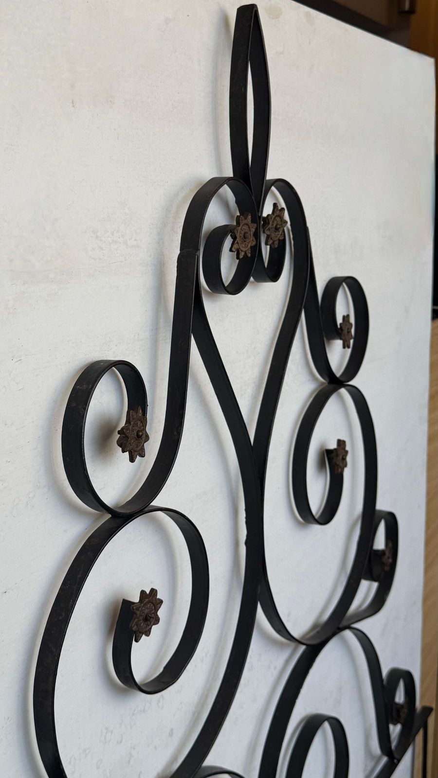 Pair Of Solid Iron Headboard With Metal Fleurs. California King Size photo Furniture