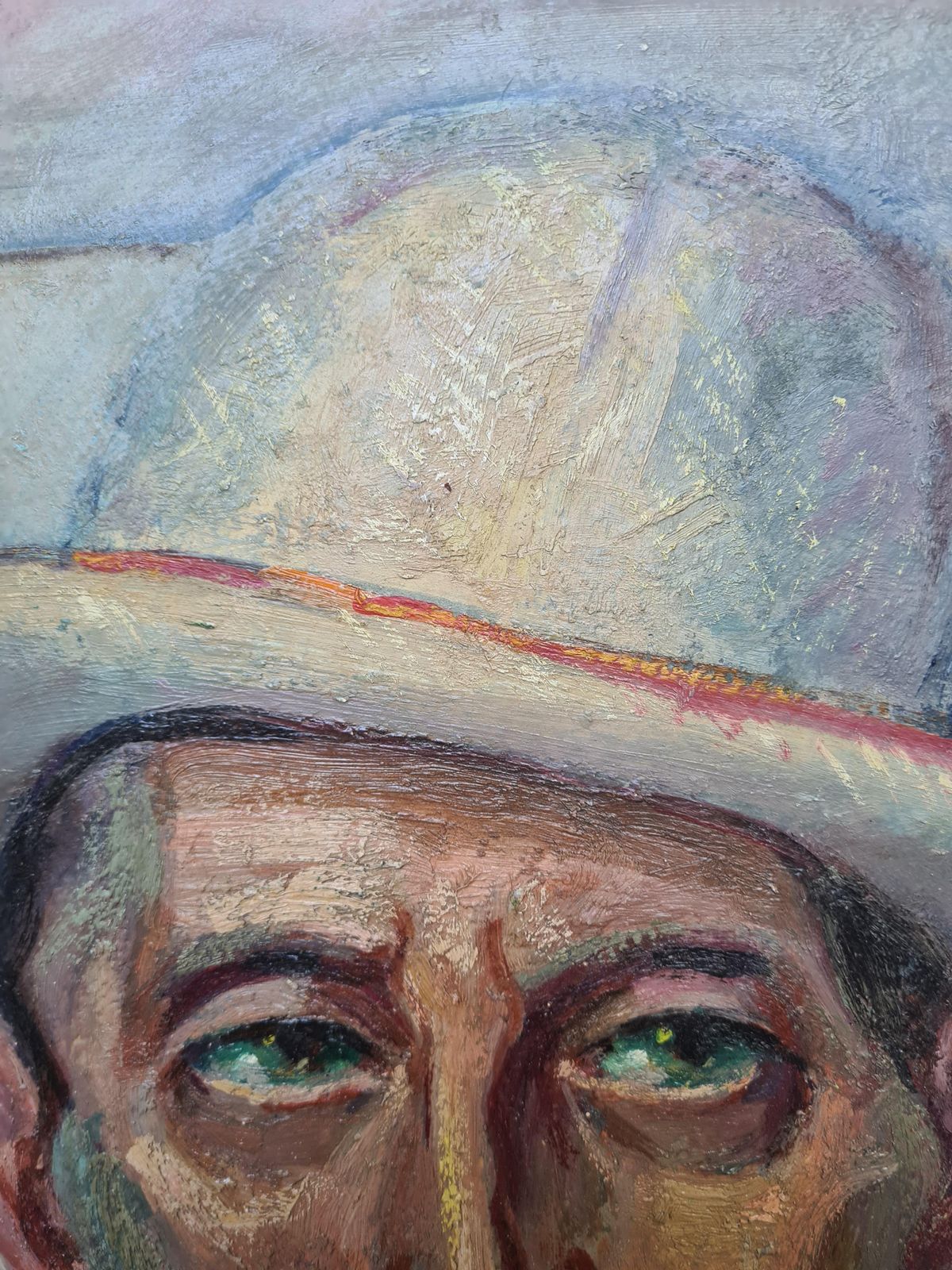 Man In A Hat, Signed Oil Portrait, Mid Century By Jean Perret photo 975.0
