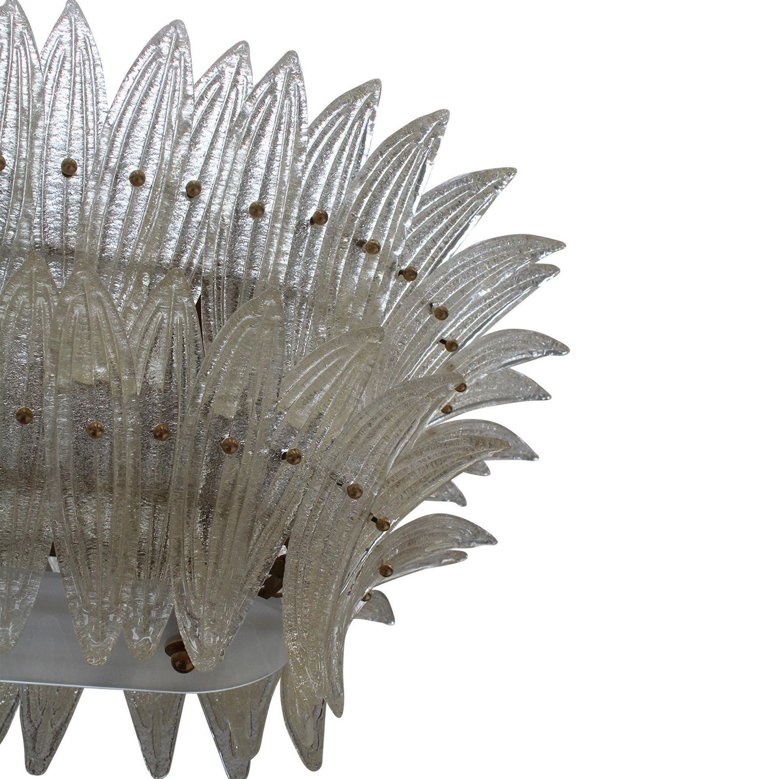 Mid Century Style Transparent Murano Glass And Brass Italian Suspension Lamp photo vinterior