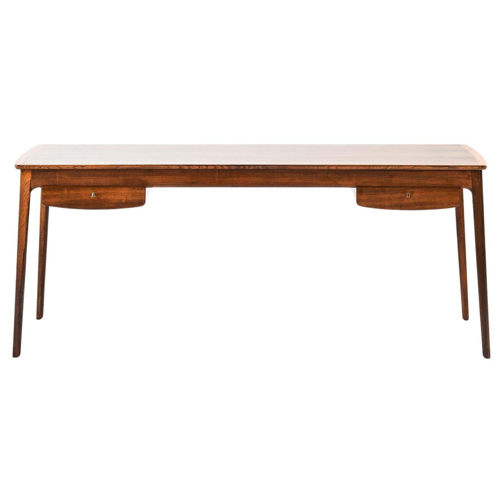 Freestanding Desk In Brass And Rosewood By Ole Wanscher, 1959