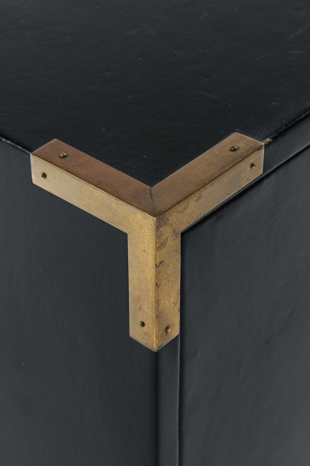 Rare Freestanding Bureau In Brass And Leather By Ove Feuk, 1960s photo vintage