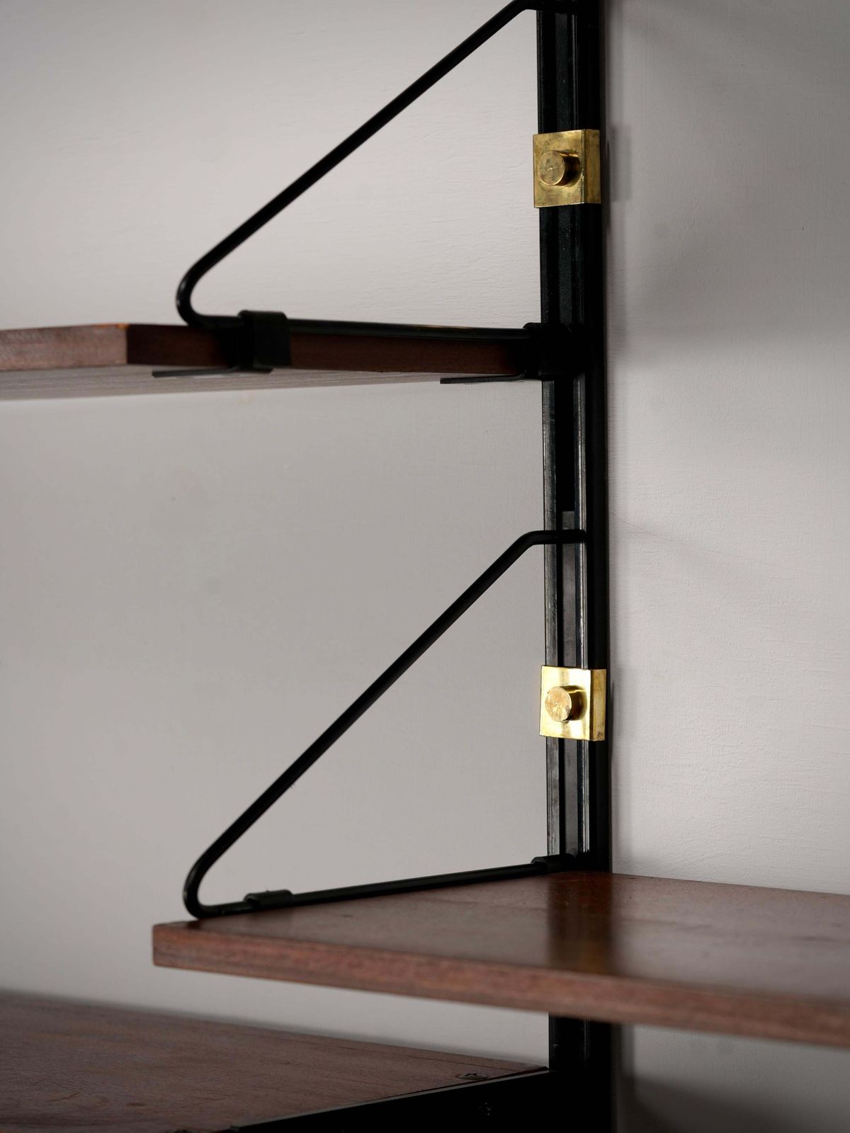 photo for sale High Modular Wall Unit With Dry Bar In Wood, Metal And Brass, Italy, 1960's