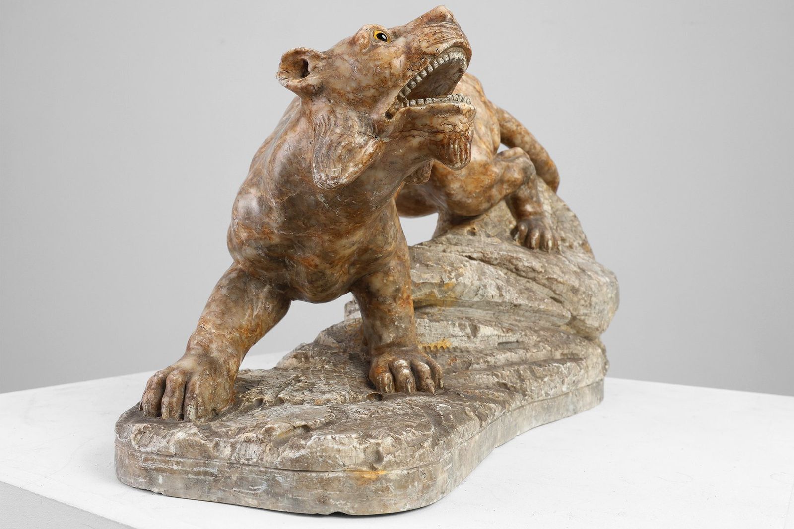 Belgian Artist, Large Statue Of A Lynx, 1960s, Marble photo vinterior