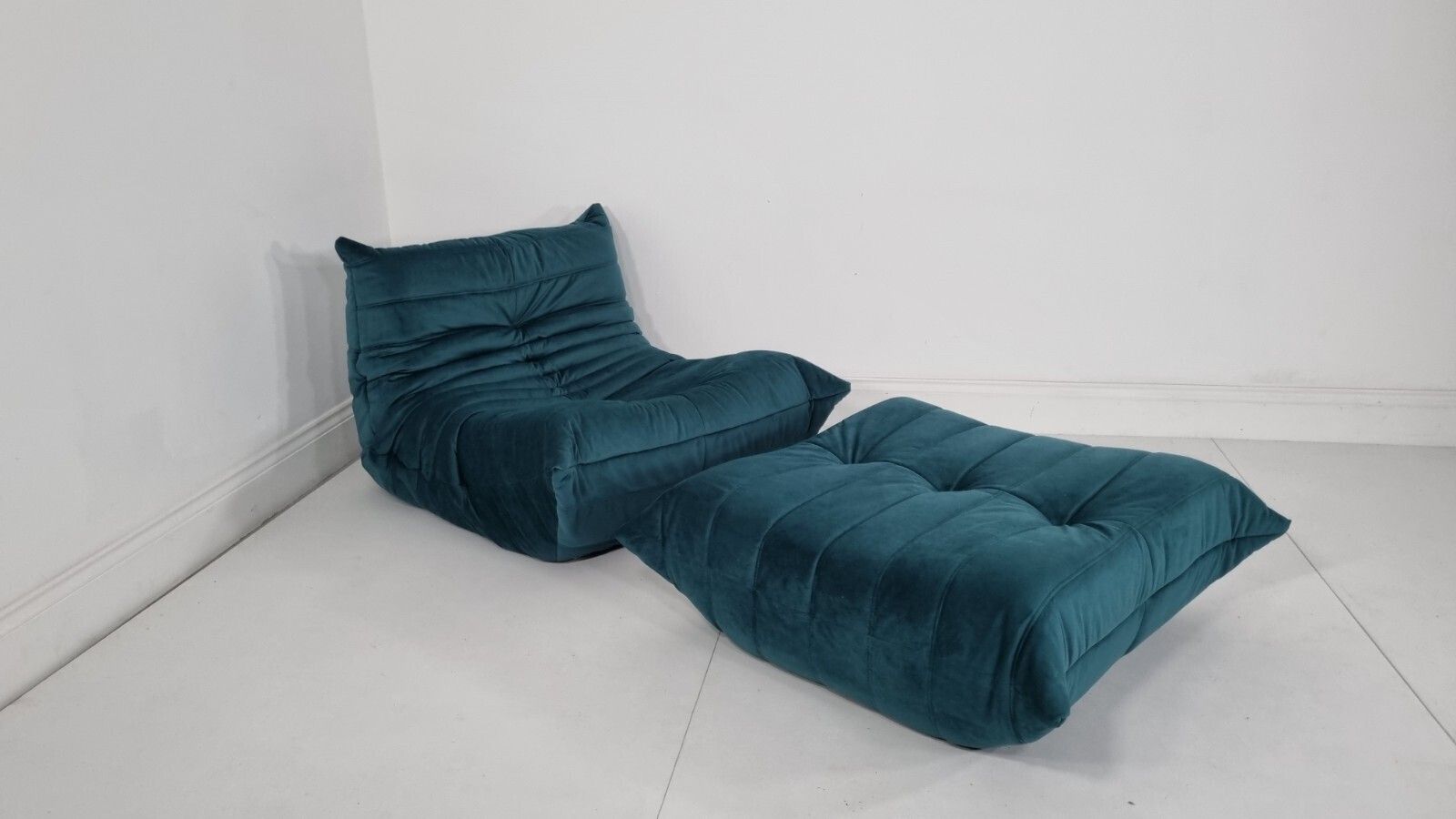 Ligne Roset Togo Chair And Footstool In Teal Velvet Immaculate Condition photo vinterior