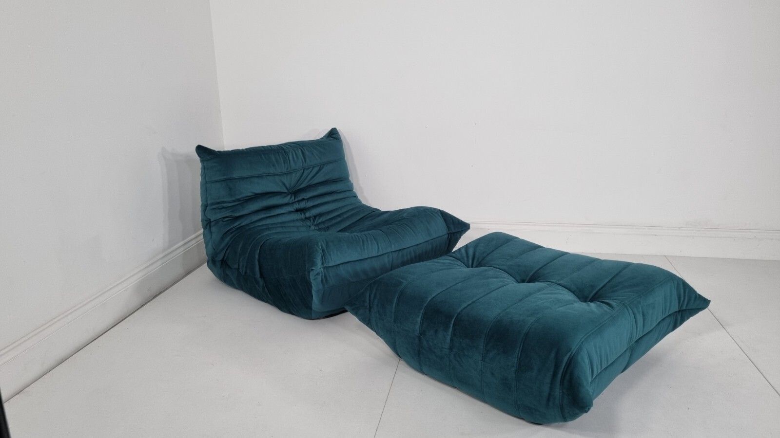 Ligne Roset Togo Chair And Footstool In Teal Velvet Immaculate Condition photo buy