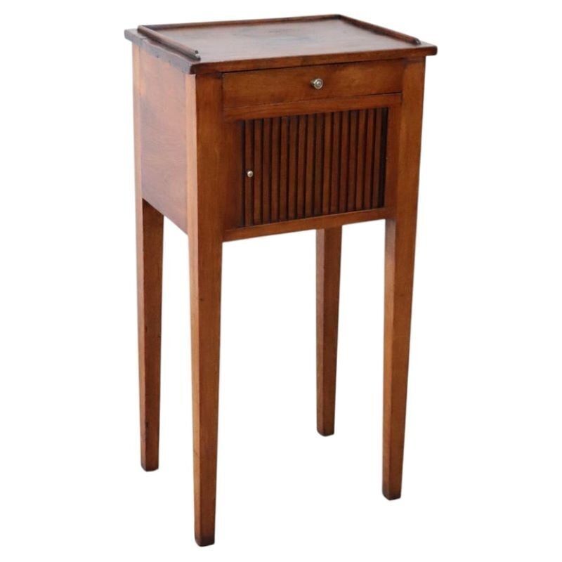 Antique Walnut Nightstand With Shutter Door, 1800s