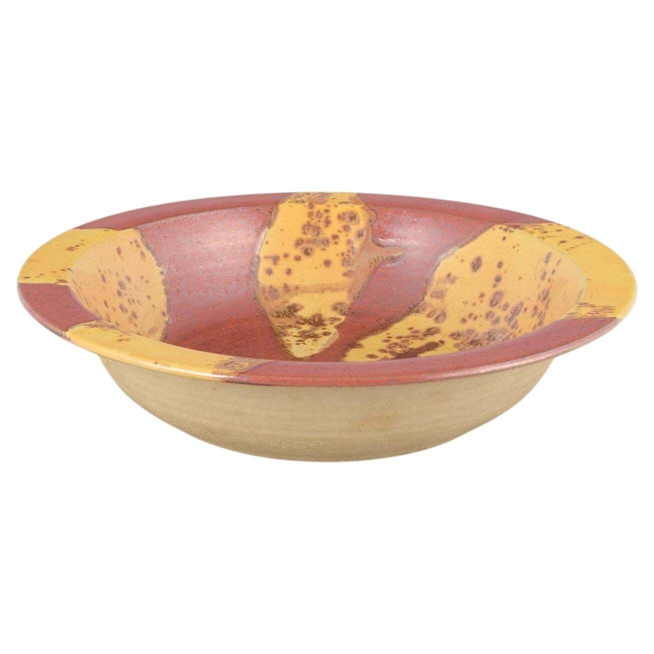 Scandinavian Studio Potter. Large Stoneware Bowl, Ca. 1980s.