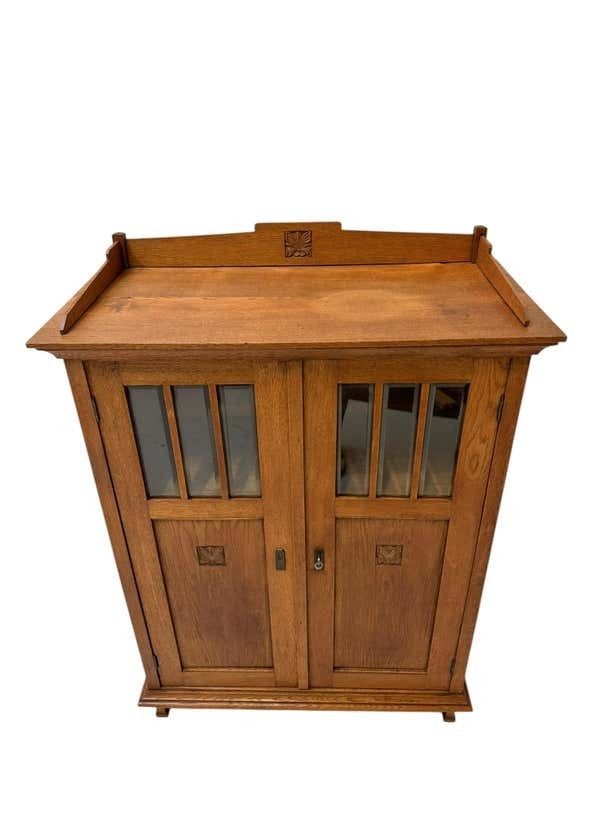 Arts & Crafts Art Nouveau Bookcase With Beveled Glass, 1900s photo furniture