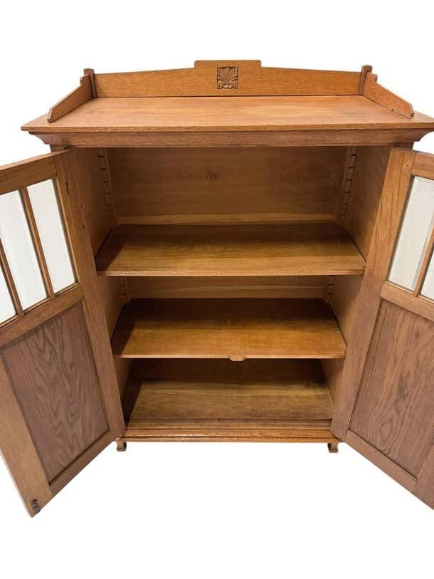 Arts & Crafts Art Nouveau Bookcase With Beveled Glass, 1900s photo for sale