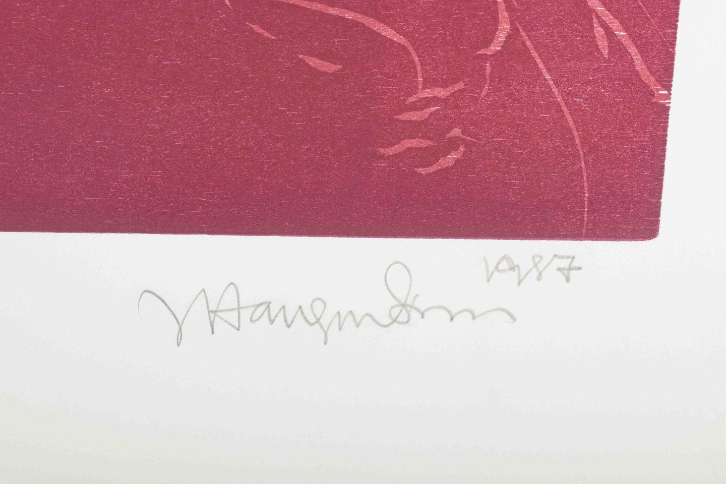 Jørgen Haugen Sørensen. Woodcut. Abstract Composition In Red Tones, 1987 photo 228.0