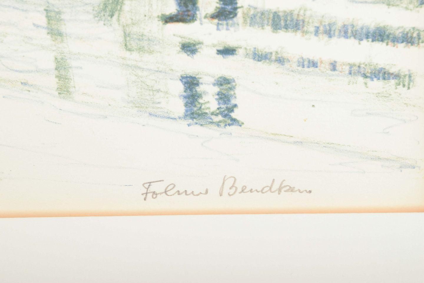 Folmer Bendtsen. Color Lithograph. Working Class Neighborhood In Wintertime. photo 365.0