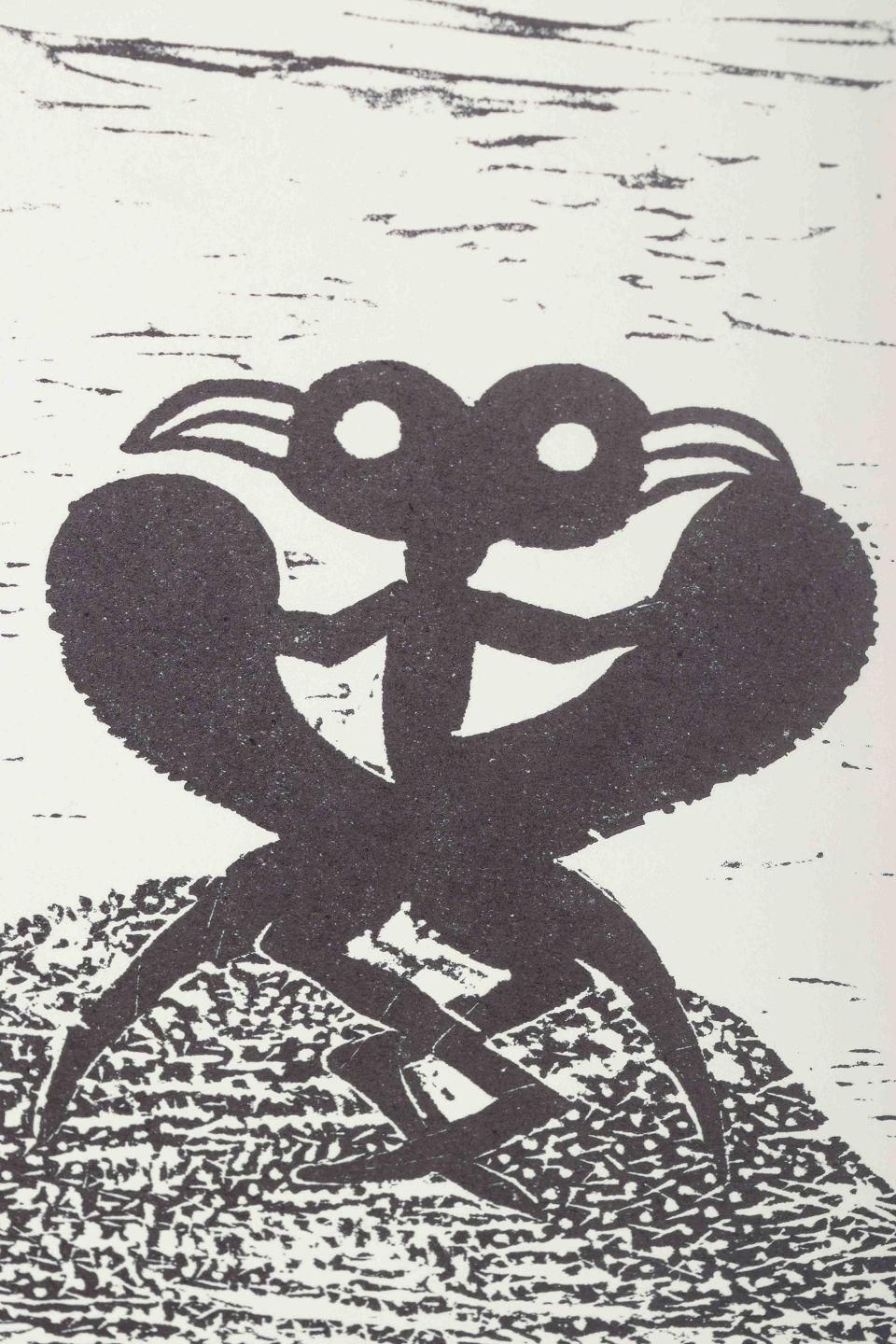 Mogens Zieler. Serigraphy On Paper. Fantastic Landscape With Surreal Figures. photo Art